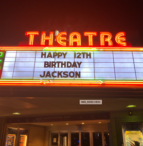 Photo of your message on the Plaza Marquee!